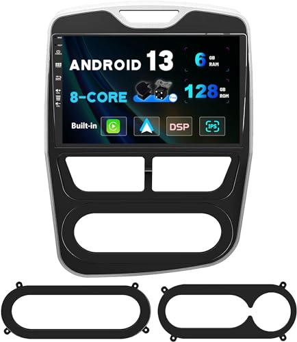 SXAUTO Android 12-6G+128G - IPS Autoradio Passt für Renault CLIO (2013-2016) - Wireless Carplay/Android Auto/DSP - Kamera + MIC - DAB Lenkradsteuerung AHD WiFi Fast-Boot 360-Camera - 2 Din 10.1 Zoll von Generic