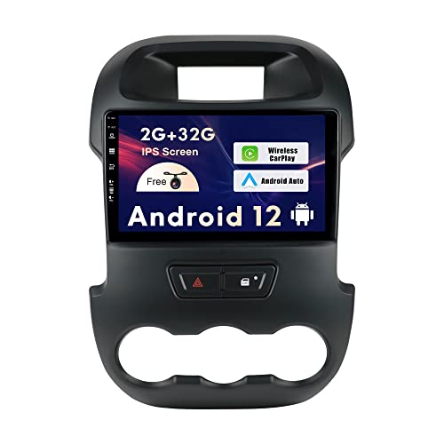 SXAUTO Android 12 IPS Autoradio Passt für Ford Ranger (2011-2016) - Eingebaut Carplay/Android Auto - Rückfahrkamera KOSTENLOS - 2G+32G - Lenkradsteuerung WiFi DAB Fast-Boot 4G BT5.0-2 Din 9 Zoll von Generic