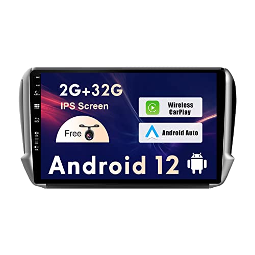 SXAUTO Android 12 IPS Autoradio Passt für Peugeot 208/2008 (2012-2018) - Eingebaut Carplay/Android Auto - Kamera KOSTENLOS - [2G+32G] - Lenkradsteuerung DAB WiFi Fast-Boot BT 4G - 2 Din 10.1 Zoll von Generic
