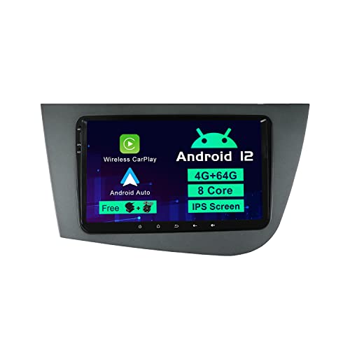 SXAUTO Android 12 IPS Autoradio Passt für Seat Leon MK2 (2005-2012) - Eingebaut Wireless Carplay/Android Auto/DSP - Kamera + MIC - 4G+64G - DAB WiFi 360-Camera AHD Lenkradsteuerung BT - 2 Din 9 Zoll von Generic