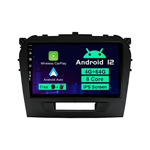 SXAUTO Android 12 IPS Autoradio Passt für Suzuki Vitara (2014-2020) - Eingebaut Carplay/Android Auto/DSP - Rückfahrkamera + MIC - 4G+64G - DAB 360-Camera Lenkradsteuerung Fast-Boot AHD - 2 Din 9 Zoll von Generic