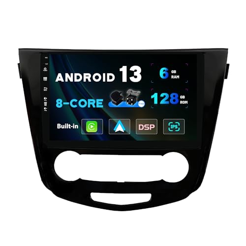 SXAUTO Android 13-6G+128G - IPS Autoradio Passt für Nissan Qashqai J11 X-Trail Rouge (2014-2018) - Wireless Carplay/Android Auto/DSP - Kamera + MIC - DAB SWC Fast-Boot 360-Camera - 2 Din 10.1 Zoll von Generic