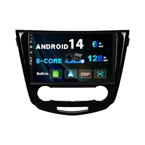 SXAUTO Android 14-6G+128G - IPS Autoradio Passt für Nissan Qashqai J11 X-Trail Rouge (2014-2018) - Wireless Carplay/Android Auto/DSP - Kamera + MIC - DAB SWC Fast-Boot 360-Camera - 2 Din 10.1 Zoll von Generic