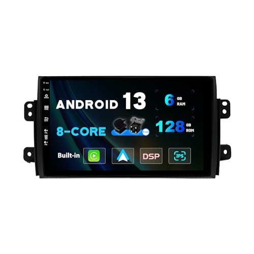 SXAUTO Android 13 - [6G+128G] - IPS Autoradio Passt für Suzuki SX4 (2006-2013) - Eingebaut Carplay/Android Auto/DSP - LED Kamera + MIC - DAB Lenkradsteuerung WiFi Fast-Boot 360-Camera - 2 Din 9 Zoll von Generic