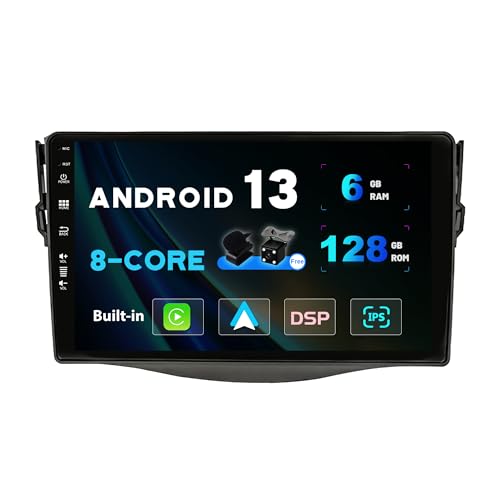 SXAUTO Android 13-6G+128G - IPS Autoradio Passt für Toyota RAV4 (2007-2012) - Wireless Carplay/Android Auto/DSP - LED Kamera + MIC - DAB Lenkradsteuerung AHD WiFi Fast-Boot 360-Camera - 2 Din 9 Zoll von Generic