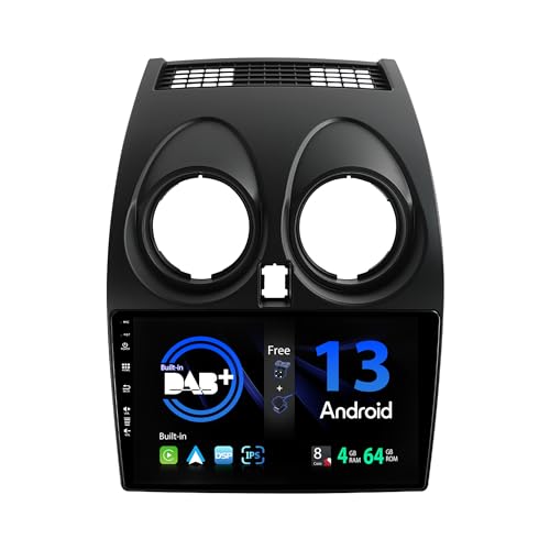 SXAUTO - Built-in DAB - Android 13 IPS Autoradio Passt für Nissan Qashqai J10 (2006-2015) - Eingebaut Carplay/Android Auto/DSP - LED Kamera + MIC - 4G+64G - AHD 360-Camera SWC Fast-boot - 2 Din 9 Zoll von Generic