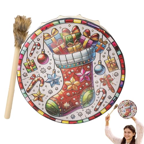 Schamanische Schlagtrommel | Schamanentrommel | Weihnachtsmusik Trommel | Mode Desktop Ornament Schamanen Instrument für Musikliebhaber Schamanische Schlagtrommel | Schamanentrommel | Weihnachtsmusik Trommel | Mode Desktop Ornament Schamanen Instrument für Musikliebhaber von Generic