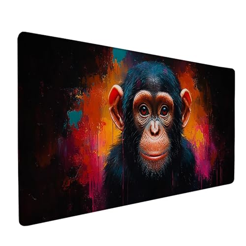 Schimpansen Gaming Mauspad XXL 1500x800x3mm, Schreibtischunterlage Graffiti Mousepad Groß mit Vernähten Kanten, Rutschfester Gummibasis Mauspad Gaming XXXL Desk Mat, Mouse Pad Groß für Büro, PC G-5697 Schimpansen Gaming Mauspad XXL 1500x800x3mm, Schreibtischunterlage Graffiti Mousepad Groß mit Vernähten Kanten, Rutschfester Gummibasis Mauspad Gaming XXXL Desk Mat, Mouse Pad Groß für Büro, PC G-5697 von Generic