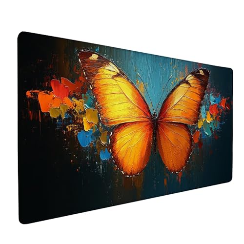 Schmetterling Gaming Mauspad XXL 1600x800x3mm, Schreibtischunterlage Graffiti Mousepad Groß mit Vernähten Kanten, Rutschfester Gummibasis Mauspad Gaming XXXL Desk Mat, Mouse Pad Groß für PC U-7013 Schmetterling Gaming Mauspad XXL 1600x800x3mm, Schreibtischunterlage Graffiti Mousepad Groß mit Vernähten Kanten, Rutschfester Gummibasis Mauspad Gaming XXXL Desk Mat, Mouse Pad Groß für PC U-7013 von Generic