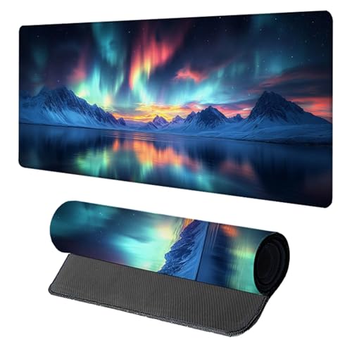 Schreibtischunterlage Aurora, Gaming Mauspad XXL 1500x800x3mm, Mauspad Groß mit Vernähten Kanten, Mousepad Gaming Zubehör, Desk Mat Rutschfester Gummibasis, Mousepad für Büro, PC, Zuhause, GrüN Z-6858 Schreibtischunterlage Aurora, Gaming Mauspad XXL 1500x800x3mm, Mauspad Groß mit Vernähten Kanten, Mousepad Gaming Zubehör, Desk Mat Rutschfester Gummibasis, Mousepad für Büro, PC, Zuhause, GrüN Z-6858 von Generic