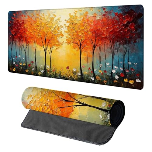 Schreibtischunterlage Baum, Gaming Mauspad XXL 1500x800x3mm, Mauspad Groß mit Vernähten Kanten, Mousepad Gaming Zubehör, Desk Mat Rutschfester Gummibasis, Mousepad für Büro, PC, Zuhause, Orange 2-1572 Schreibtischunterlage Baum, Gaming Mauspad XXL 1500x800x3mm, Mauspad Groß mit Vernähten Kanten, Mousepad Gaming Zubehör, Desk Mat Rutschfester Gummibasis, Mousepad für Büro, PC, Zuhause, Orange 2-1572 von Generic