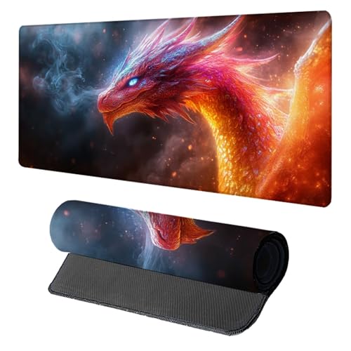 Schreibtischunterlage Dragon, Gaming Mauspad XXL 1500x800x3mm, Mauspad Groß mit Vernähten Kanten, Mousepad Gaming Zubehör, Desk Mat Rutschfester Gummibasis, Mousepad für Büro, PC, Zuhause, Rot H-8374 Schreibtischunterlage Dragon, Gaming Mauspad XXL 1500x800x3mm, Mauspad Groß mit Vernähten Kanten, Mousepad Gaming Zubehör, Desk Mat Rutschfester Gummibasis, Mousepad für Büro, PC, Zuhause, Rot H-8374 von Generic