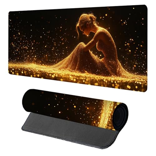 Schreibtischunterlage Frau, Gaming Mauspad XXL 1500x800x3mm, Mauspad Groß mit Vernähten Kanten, Mousepad Gaming Zubehör, Desk Mat Rutschfester Gummibasis, Mousepad für Büro, PC, Zuhause, Gelb O-7513 Schreibtischunterlage Frau, Gaming Mauspad XXL 1500x800x3mm, Mauspad Groß mit Vernähten Kanten, Mousepad Gaming Zubehör, Desk Mat Rutschfester Gummibasis, Mousepad für Büro, PC, Zuhause, Gelb O-7513 von Generic