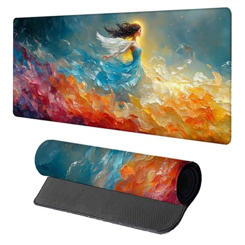 Schreibtischunterlage Frau, Gaming Mauspad XXL 1600x800x3mm, Mauspad Groß mit Vernähten Kanten, Mousepad Gaming Zubehör, Desk Mat Rutschfester Gummibasis, Mousepad für Büro, PC, Zuhause, Blau E-7934 von Generic