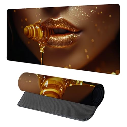 Schreibtischunterlage Mund, Gaming Mauspad XXL 1500x800x3mm, Mauspad Groß mit Vernähten Kanten, Mousepad Gaming Zubehör, Desk Mat Rutschfester Gummibasis, Mousepad für Büro, PC, Zuhause, Gelb N-4926 Schreibtischunterlage Mund, Gaming Mauspad XXL 1500x800x3mm, Mauspad Groß mit Vernähten Kanten, Mousepad Gaming Zubehör, Desk Mat Rutschfester Gummibasis, Mousepad für Büro, PC, Zuhause, Gelb N-4926 von Generic