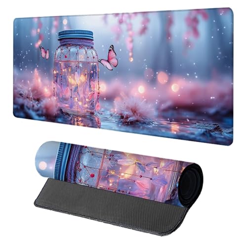 Schreibtischunterlage Schmetterling, Gaming Mauspad XXL 1500x800x3mm, Mauspad Groß mit Vernähten Kanten, Mousepad Gaming Zubehör, Desk Mat Rutschfester Gummibasis, Mousepad für Büro, Rosa 8-7473 Schreibtischunterlage Schmetterling, Gaming Mauspad XXL 1500x800x3mm, Mauspad Groß mit Vernähten Kanten, Mousepad Gaming Zubehör, Desk Mat Rutschfester Gummibasis, Mousepad für Büro, Rosa 8-7473 von Generic