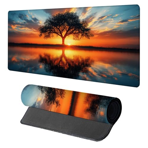 Schreibtischunterlage Sonnenuntergang, Gaming Mauspad XXL 1500x800x3mm, Mauspad Groß mit Vernähten Kanten, Mousepad Gaming Zubehör, Desk Mat Rutschfester Gummibasis, Mousepad für Büro, Orange 3-7791 Schreibtischunterlage Sonnenuntergang, Gaming Mauspad XXL 1500x800x3mm, Mauspad Groß mit Vernähten Kanten, Mousepad Gaming Zubehör, Desk Mat Rutschfester Gummibasis, Mousepad für Büro, Orange 3-7791 von Generic