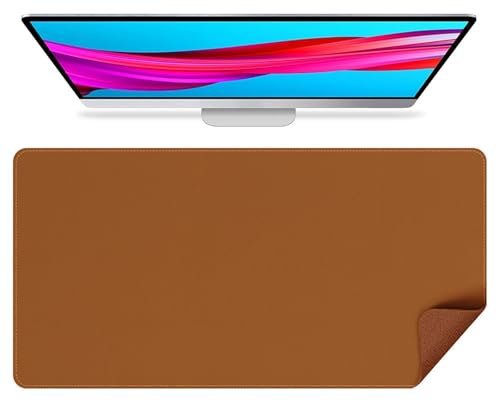 Schreibtischunterlage aus Leder, 80x40cm Laptop-Mauspad, Wasserfeste Schreibtischunterlage, Rutschfeste Tischunterlage aus Leder(Brown,90x45cm) von Generic