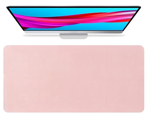 Schreibtischunterlage aus Leder, Mauspad fürs Büro, Rutschfeste Schreibtischunterlage aus PU-Leder, Wasserfeste Mousepad für Büro und Zuhause(Pink, 90x43cm) von Generic