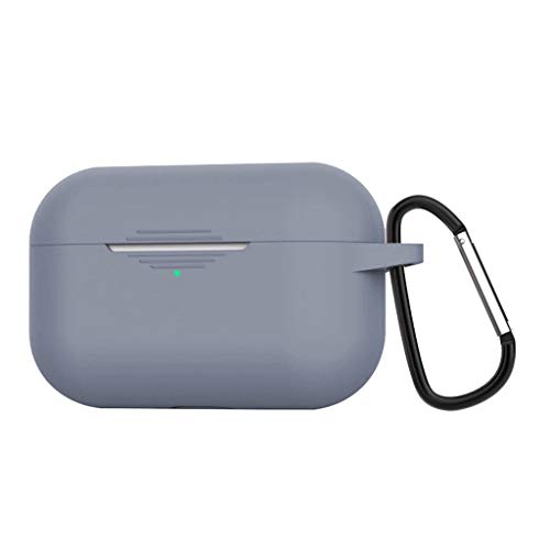 Schutzhülle Kompatibel mit Airpods Pro Hülle mit Karabiner, ultradünnes Silikon stoßfestes rutschfestes Case Cover für Airpods Pro Ladekoffer, Grey, Einheitsgröße, 66renjfQ41soR von Generic