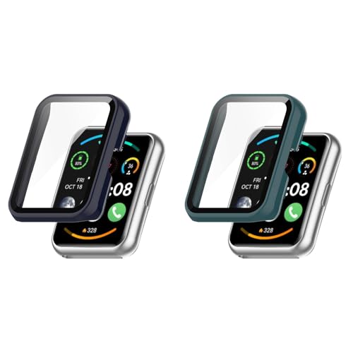 Schutzhülle für Huawei Watch Fit2 Uhrengehäuse Smartwatch hülle, 2 Stück Kratzfest Integriertes Cover [PC+Gehärtete Folie] Mit Displayschutz, TPU Galvanisiertes Gehäuse (4.76x3.6CM,2B) von Generic