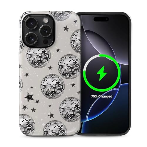 Schutzhülle für iPhone 15 Pro Max [kompatibel mit MagSafe], glänzendes, weiches Silikon + hartes PC, kratzfest, stoßfest, 2-in-1-Schutzhülle für Damen und Herren, Discokugel-Stern von Generic