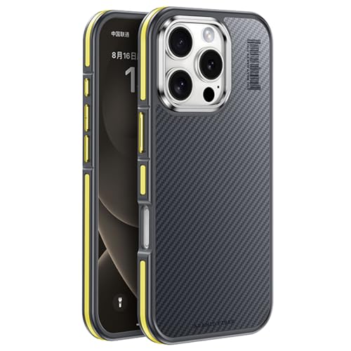 Schutzhülle für iPhone 16 Pro Max/16 Pro/16 Plus/16, kompatibel mit MagSafe ultraleichter 600D Kevlar-Aramidfaser, Luftfahrt-Schutzhülle in Militärqualität (Gelb, 16 Pro Max) von Generic