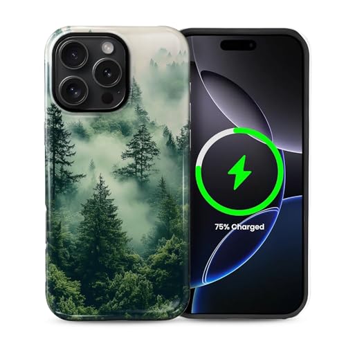 Schutzhülle für iPhone 16 Pro Max [kompatibel mit MagSafe], glänzendes, weiches Silikon + hartes PC, kratzfest, stoßfest, 2-in-1-Schutzhülle für Damen und Herren, Waldgrün von Generic