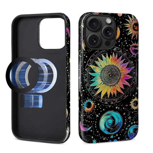 Schutzhülle für iPhone 16 Pro Max [kompatibel mit MagSafe], glänzendes, weiches Silikon + hartes Polycarbonat, kratzfest, stoßfest, 2-in-1-Schutzhülle für Damen und Herren, Sonnenblume von Generic
