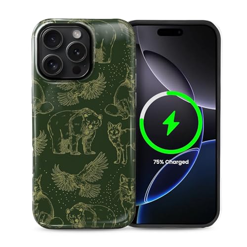 Schutzhülle für iPhone 16 Pro Max [kompatibel mit MagSafe], glänzendes, weiches Silikon + hartes Polycarbonat, kratzfest, stoßfest, 2-in-1-Schutzhülle für Damen und Herren, Wildtier von Generic