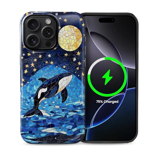 Schutzhülle für iPhone 16 Pro [kompatibel mit MagSafe], glänzendes, weiches Silikon + hartes Polycarbonat, kratzfest, stoßfest, 2-in-1-Schutzhülle für Damen und Herren, Buntglas, Walmond von Generic