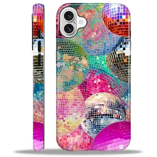 Schutzhülle kompatibel mit iPhone 16, Hybrid-Schutzhülle aus Polycarbonat, 2-lagig, Hartschale und Silikon-Schutzhülle, glitzernde Discokugel-Collage2, kratzfeste, stoßfeste Schutzhülle für iPhone 16 Schutzhülle kompatibel mit iPhone 16, Hybrid-Schutzhülle aus Polycarbonat, 2-lagig, Hartschale und Silikon-Schutzhülle, glitzernde Discokugel-Collage2, kratzfeste, stoßfeste Schutzhülle für iPhone 16 von Generic