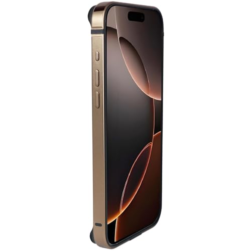 Schutzhülle mit Metallrahmen für iPhone 16 Pro Max/16 Pro/16 Plus/16, Aluminiumlegierung, weiches Silikon, ultradünn, minimalistischer Schutz (Desert Titan, 16 Pro Max) von Generic