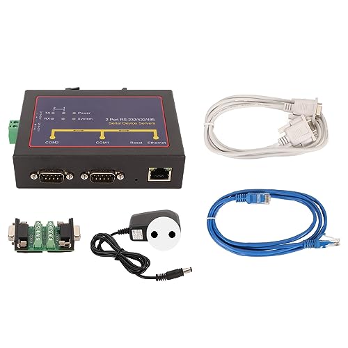 Serieller Geräteserver, Dual-Port RS232 485 422 zu Ethernet TCP IP 10/100 Mbit/s RJ45 Seriell zu Ethernet-Adapter, Plug-and-Play, Unterstützt VCOM, TCP-Server, TCP-Client, UDP von Generic