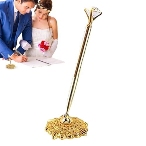 Set mit Signatur-Stiften mit rundem, hohlem Stifthalter – Metall, Hochzeits-Stifte aus vergoldetem Metall | Fancy Cute Gem Pen Decor für Hochzeit, Bridal Engagement, Guest Book, Valentine's Day Favor Set mit Signatur-Stiften mit rundem, hohlem Stifthalter – Metall, Hochzeits-Stifte aus vergoldetem Metall | Fancy Cute Gem Pen Decor für Hochzeit, Bridal Engagement, Guest Book, Valentine's Day Favor von Generic