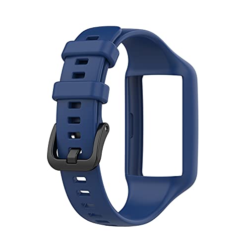 Silikon Kautschuk Uhrenarmband Kompatibel mit Huawei/Honor Band 6,Uhrenarmband mit Schnellverschluss Ersatzbänder,Damen Herren Armband Smartwatch Uhren Zubehör (Dark Blue, One Size) von Generic