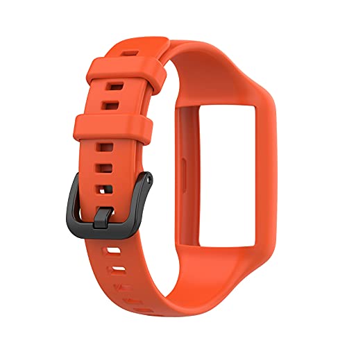 Silikon Kautschuk Uhrenarmband Kompatibel mit Huawei/Honor Band 6,Uhrenarmband mit Schnellverschluss Ersatzbänder,Damen Herren Armband Smartwatch Uhren Zubehör (Orange, One Size) von Generic