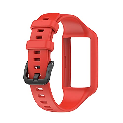 Silikon Kautschuk Uhrenarmband Kompatibel mit Huawei/Honor Band 6,Uhrenarmband mit Schnellverschluss Ersatzbänder,Damen Herren Armband Smartwatch Uhren Zubehör (Red, One Size) von Generic