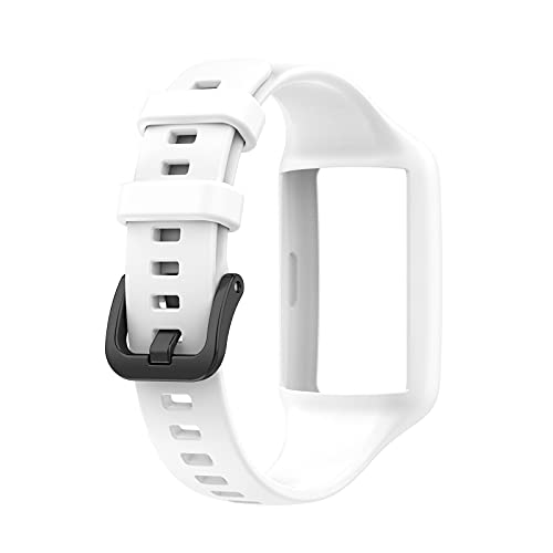 Silikon Kautschuk Uhrenarmband Kompatibel mit Huawei/Honor Band 6,Uhrenarmband mit Schnellverschluss Ersatzbänder,Damen Herren Armband Smartwatch Uhren Zubehör (White, One Size) von Generic