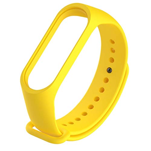 Silikon Kautschuk Uhrenarmband Kompatibel mit Xiaomi Band 4/3（Klein）,Uhrenarmband mit Schnellverschluss Ersatzbänder,Damen Herren Armband Smartwatch Uhren Zubehör (Yellow, One Size) von Generic