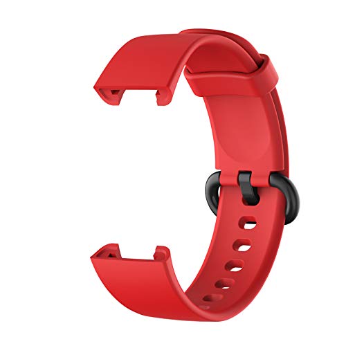 Silikon Kautschuk Uhrenarmband Kompatibel mit Xiaomi Reami Active,Uhrenarmband mit Schnellverschluss Ersatzbänder,Damen Herren Armband Smartwatch Uhren Zubehör (Red, One Size) von Generic