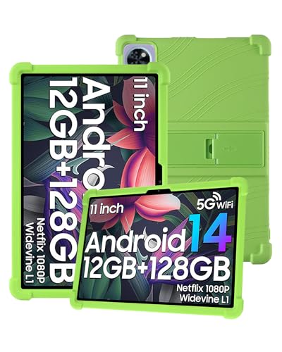 Silikon-Tablet-Schutzhülle für Doogee U11 27,9 cm (11 Zoll) mit vollständiger Abdeckung, stoßfest, kratzfest, verstellbarer Ständer, weiche Silikonhülle, Grün von Generic
