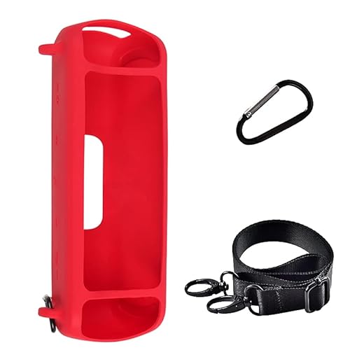 Silikonhülle für Anker Soundcore Motion+ Bluetooth-Lautsprecher, wasserdichte tragbare Gummi-Reisetragetasche mit Karabinerhaken (Rot) von Generic