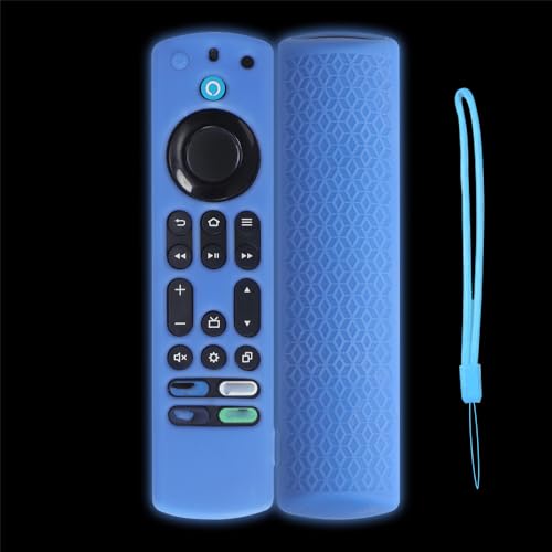 Silikonhülle für Fire TV 4K Stick Max Fernbedienung Schutzhülle Stoßfeste Schutzhülle mit Trageschlaufe für Fire TV 4K Stick Max (Fluoreszierend Blau) von Generic