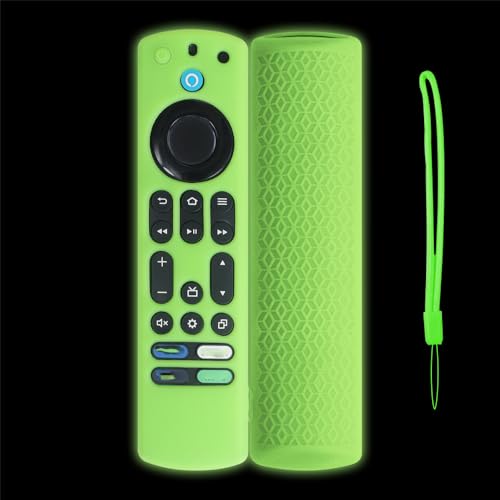 Silikonhülle für Fire TV 4K Stick Max Fernbedienung Schutzhülle Stoßfeste Schutzhülle mit Trageschlaufe für Fire TV 4K Stick Max (Grün fluoreszierend) von Generic