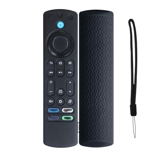 Silikonhülle für Fire TV 4K Stick Max Fernbedienung Schutzhülle Stoßfeste Schutzhülle mit Trageschlaufe für Fire TV 4K Stick Max (Schwarz) von Generic