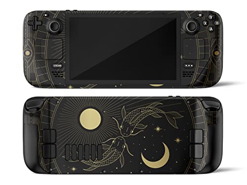Skin Compatible with Steam Deck Decal, Yin Yang Koi, Dark Gold Fish Harmony of Life, Custom Wrap for Steam Deck LCD and Steam Deck OLED Cover, 3M Vinyl Sticker von Generic