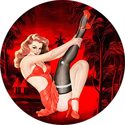 Slipmat Slip Mat Scratch Pad Filz für jeden 12" LP DJ Vinyl Plattenspieler Custom Graphical - Pin Up Girl All Red von Generic