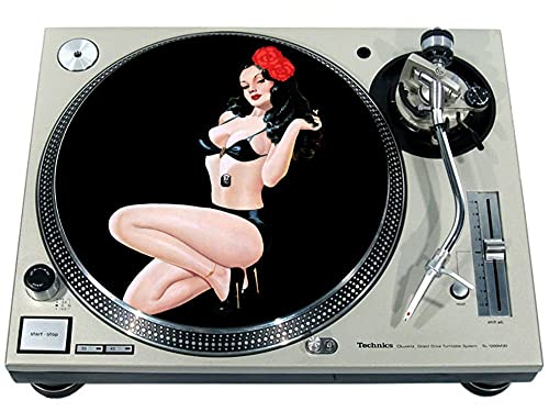 Slipmat Slip Mat Scratch Pad Filz für jeden 12" LP DJ Vinyl Plattenspieler Custom Graphical - Pin-up Girl 5 - BK von Generic