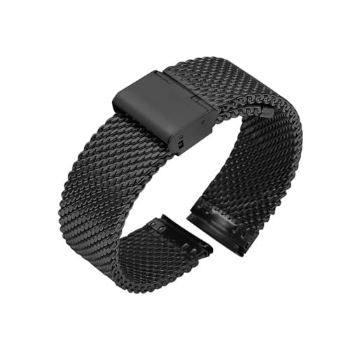 Smartwatch-Armband 2 Stück 10 12 14 16 18 20 22 24mm Milanaise Mesh Ersatz Armband - 304 Edelstahl Schnellwechselarmband (Color : Black, Size : 12mm) von Generic